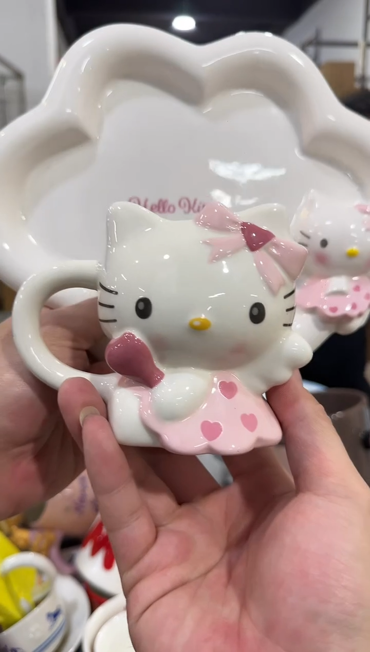 瓷片原盒kt猫天使一杯一碟