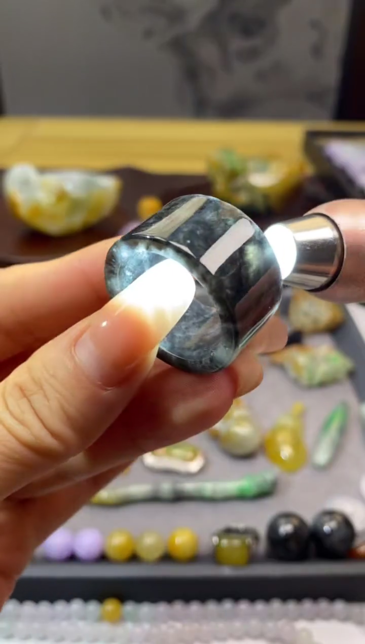 翡翠戒指未镶嵌翡翠冰乌鸡扳指