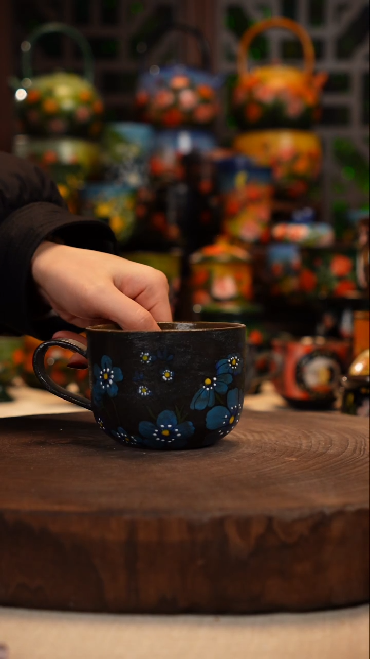 紫砂油画手绘釉下彩