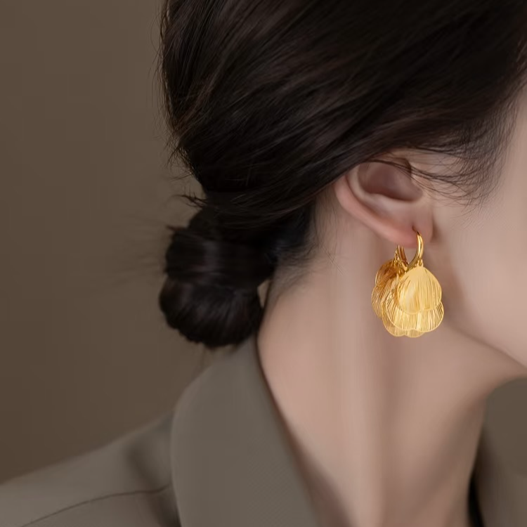 铜合金耳饰 有间喜舍 法式轻奢时尚百搭气质耳钉 A045  