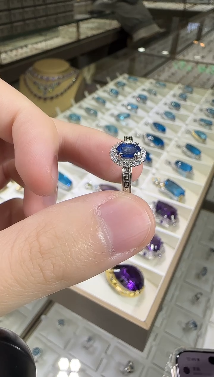 戒指蓝宝石银S925镶嵌5mm皇家蓝
