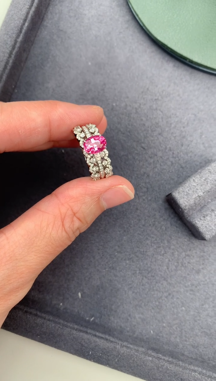 【闪购商品】尖晶石戒指18K金镶嵌1ct尖晶石戒指