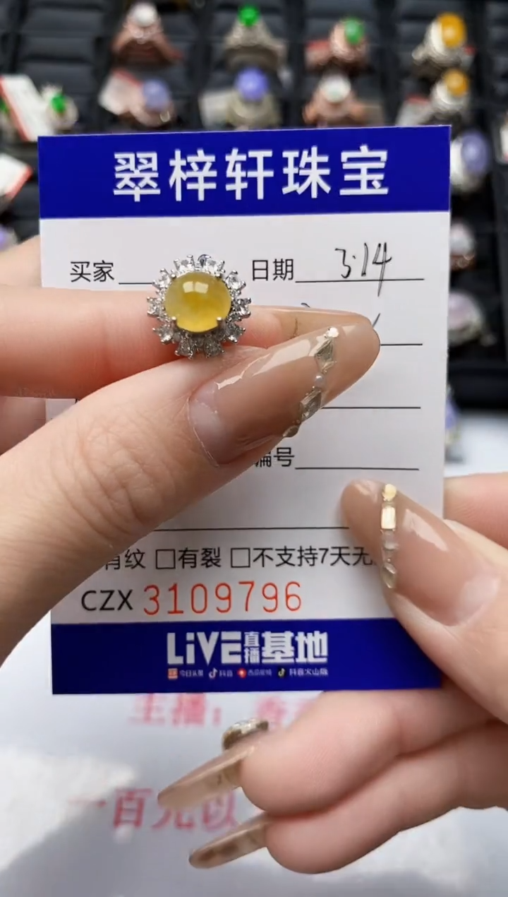 【闪购商品】翡翠银S925镶嵌戒指/9796