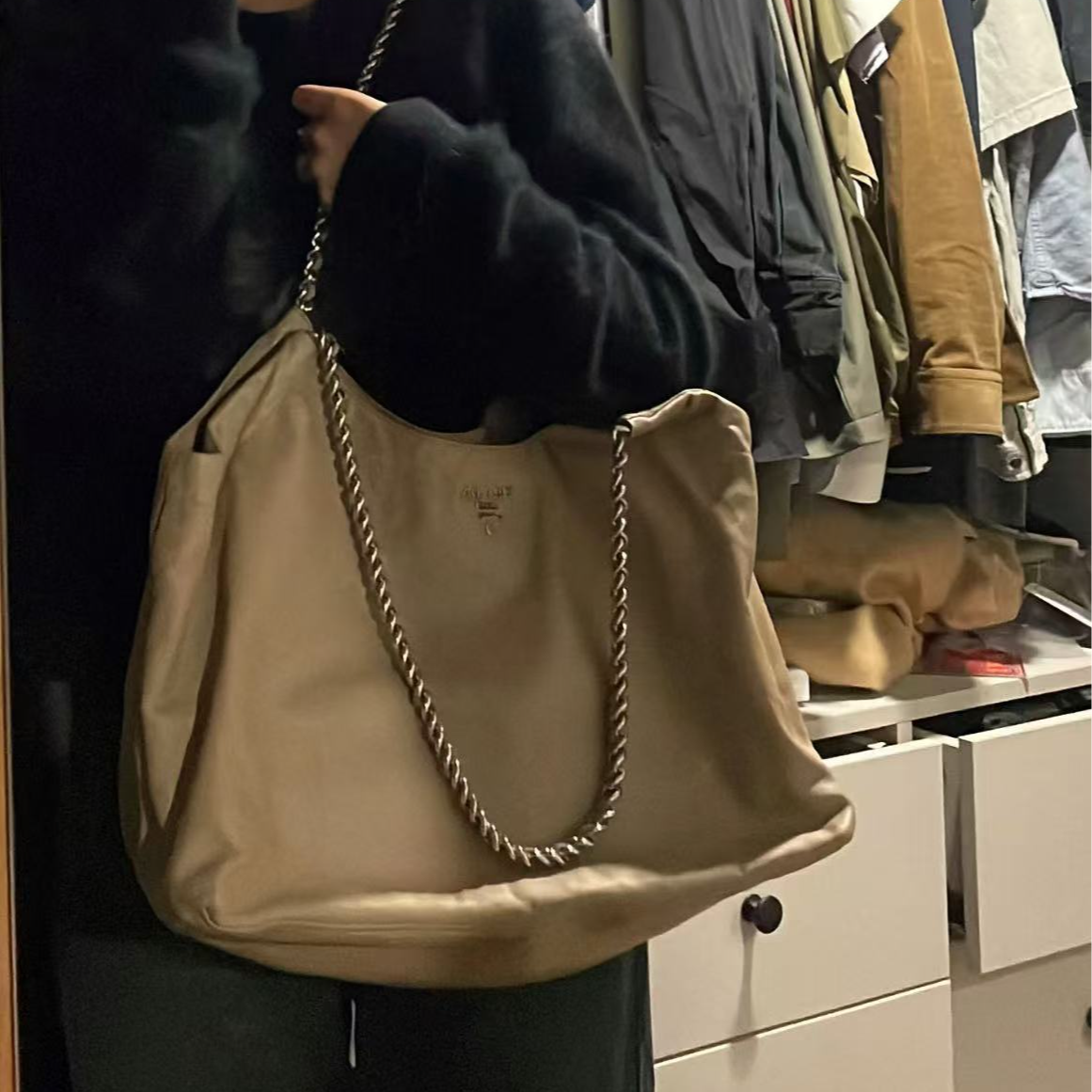 95新 Prada/普拉达 理里奢品/普拉达垃圾袋链条单肩包