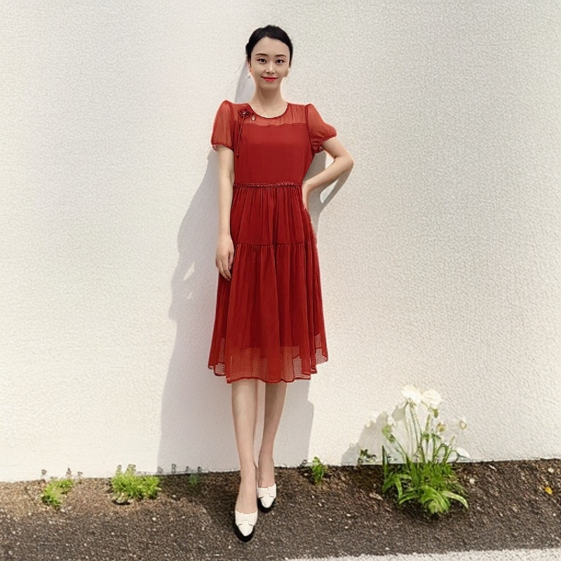 5250#红【木兮兮专属】2025年夏季新款气质显瘦百搭时尚风筝连衣裙