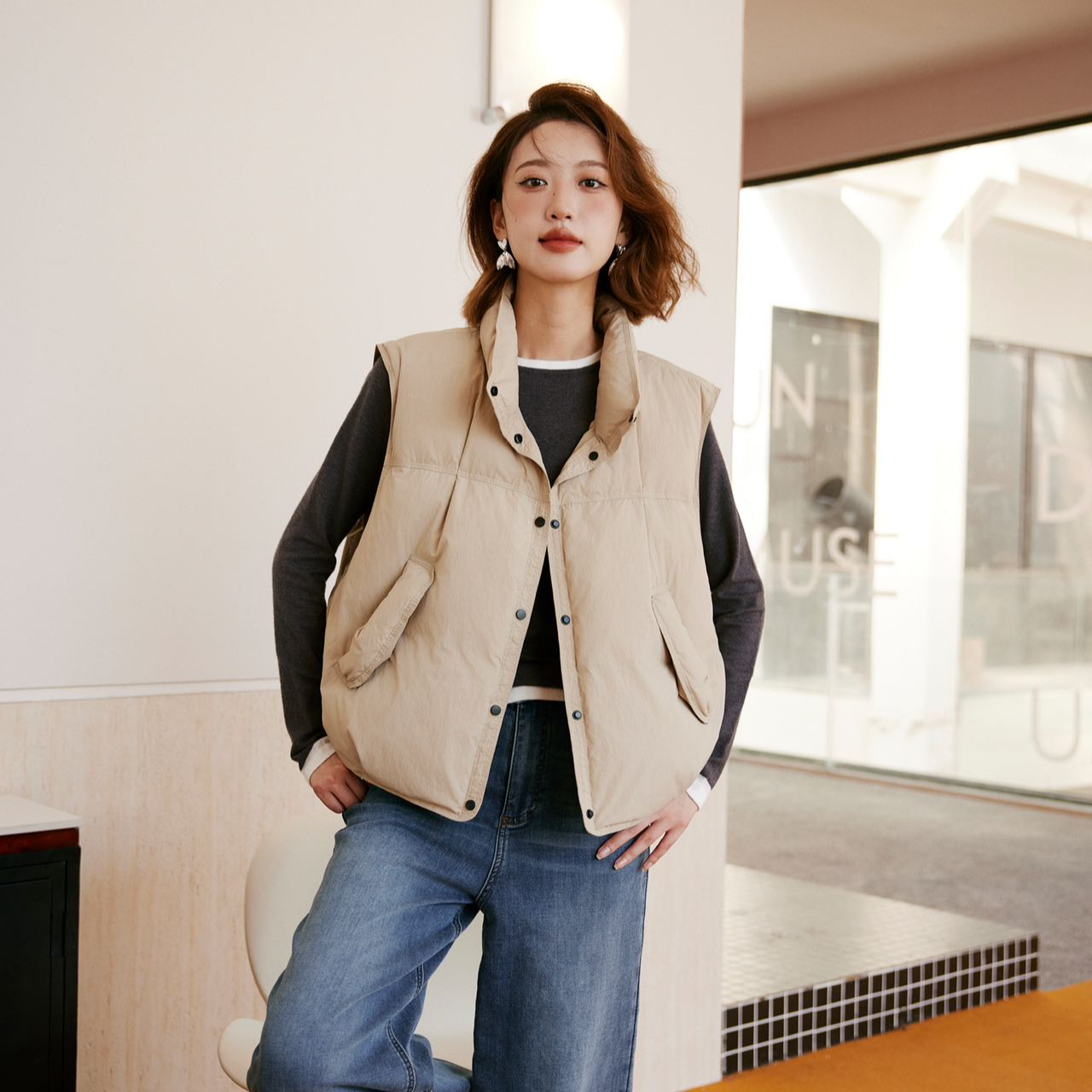 秋冬新款休闲时尚百搭女士羽绒服马甲YE4C615172N