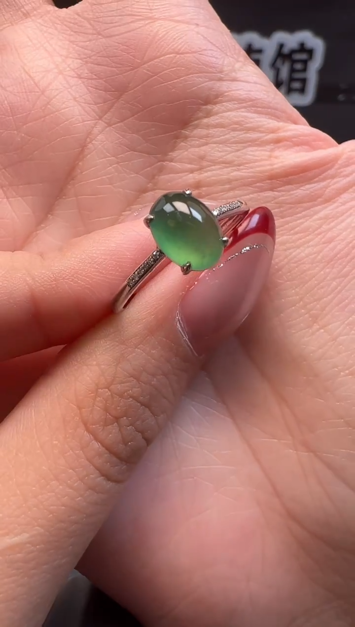 18K金镶嵌戒指翡翠缅甸珠宝严选裸石8.3/5.9/3.4