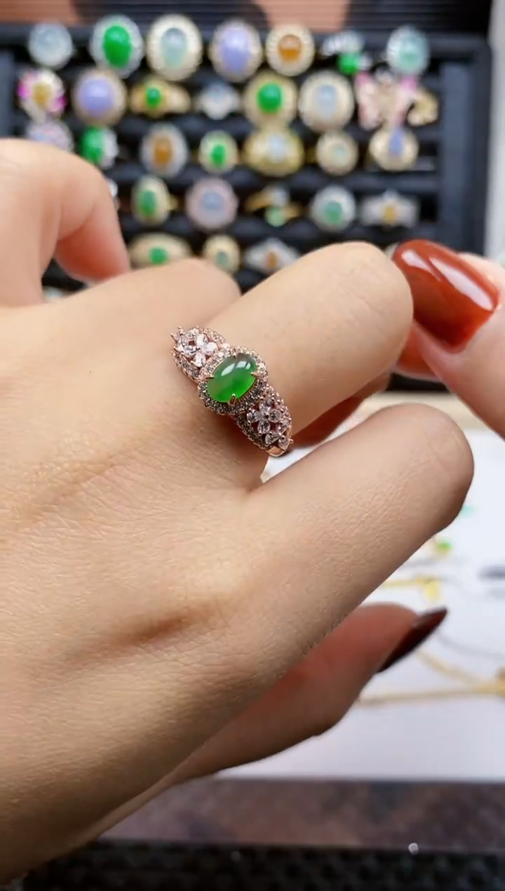 银S925镶嵌戒指翡翠296