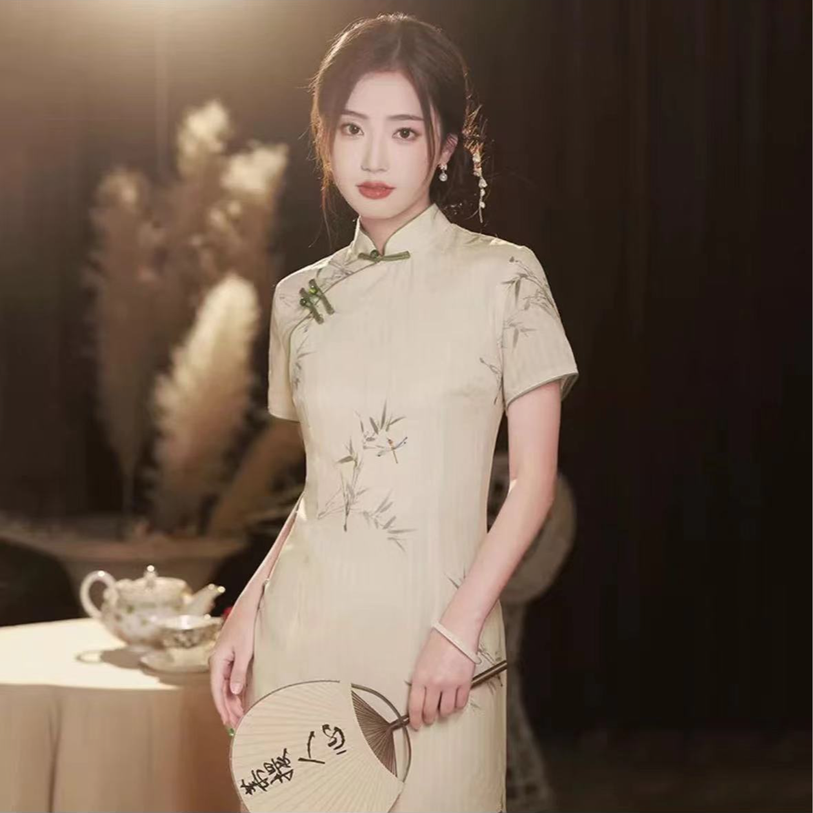 364-夏竹 中长 改良 旗袍 【颜色以直播间为主】