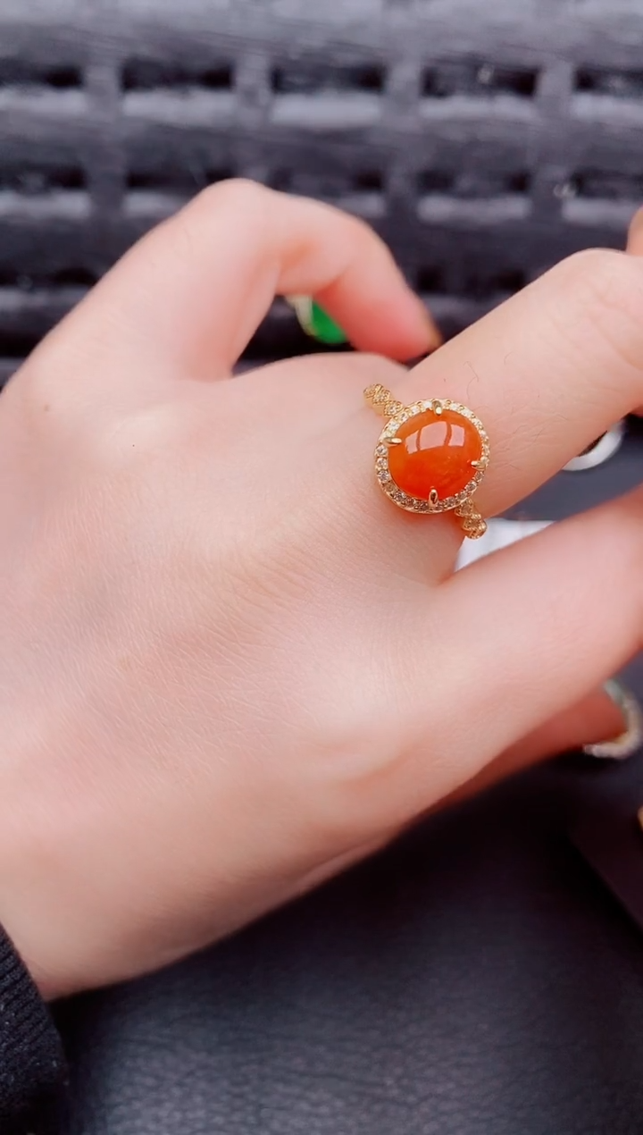 【闪购商品】翡翠戒指银S925镶嵌天然a货翡翠1183