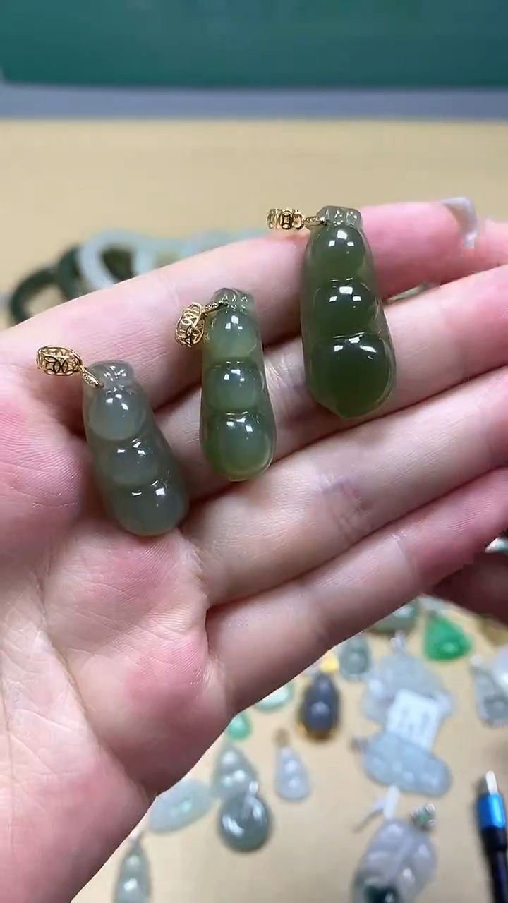 和田玉银S925镶嵌吊坠(不含链)yy1606豆子吊坠多样性发其一