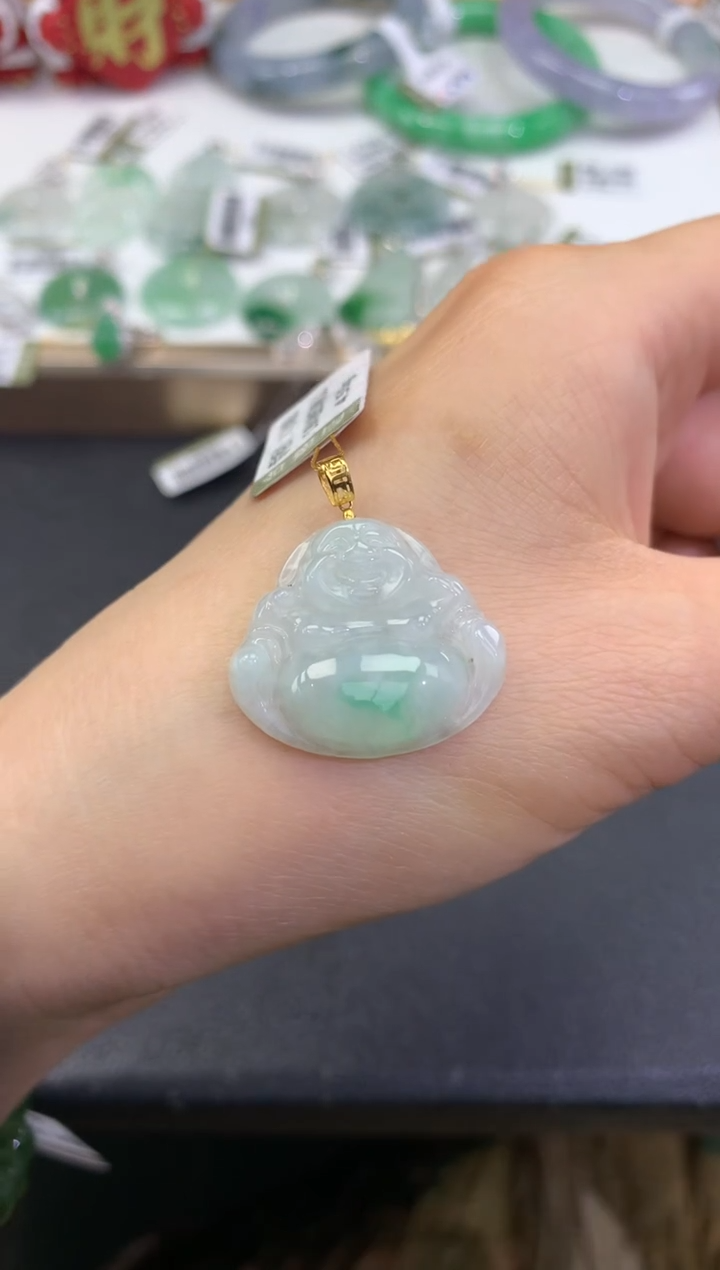 【闪购商品】翡翠吊坠(赠链)18K金镶嵌              