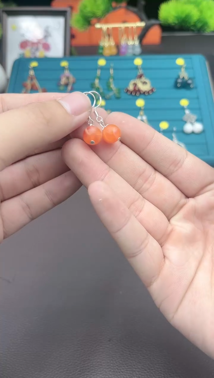 【闪购商品】玛瑙/玉髓耳钉银S925镶嵌s03000