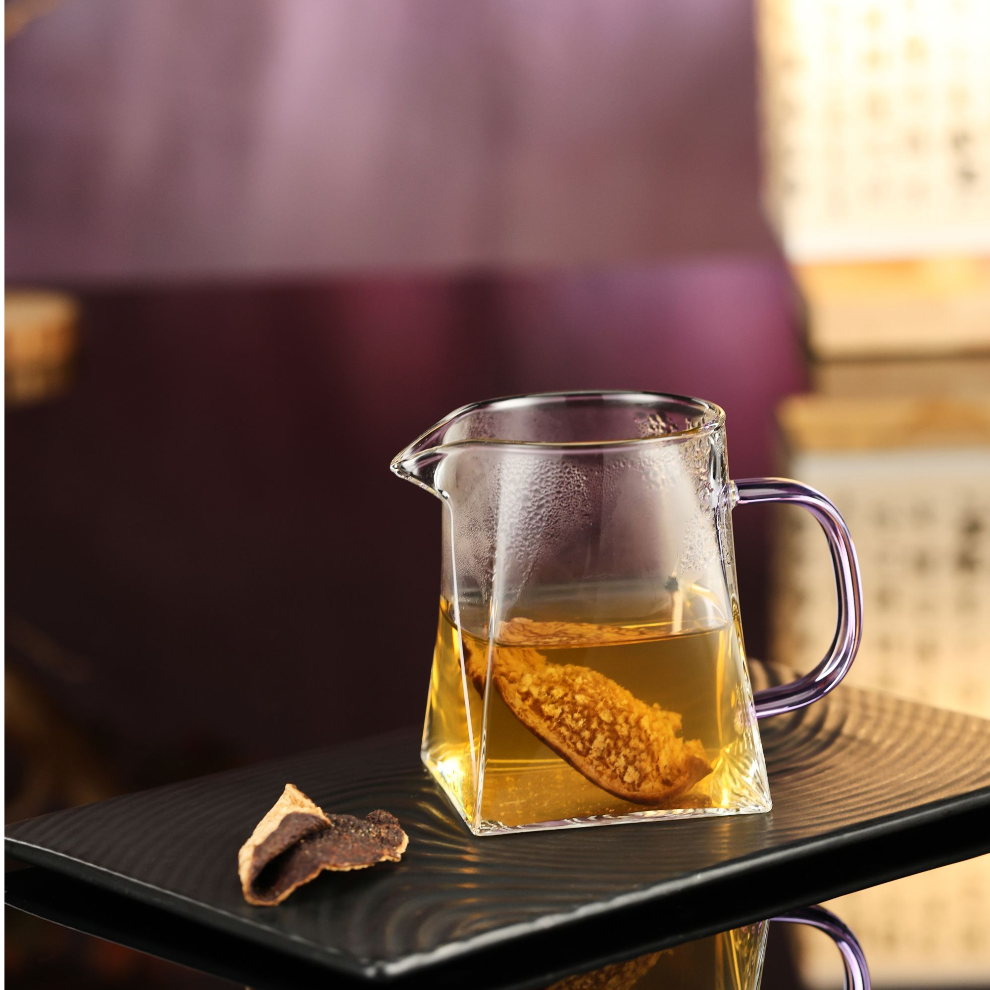 禾器新款瀚然公道杯浅紫色高硼硅耐热玻璃大容量380ml大容量茶海