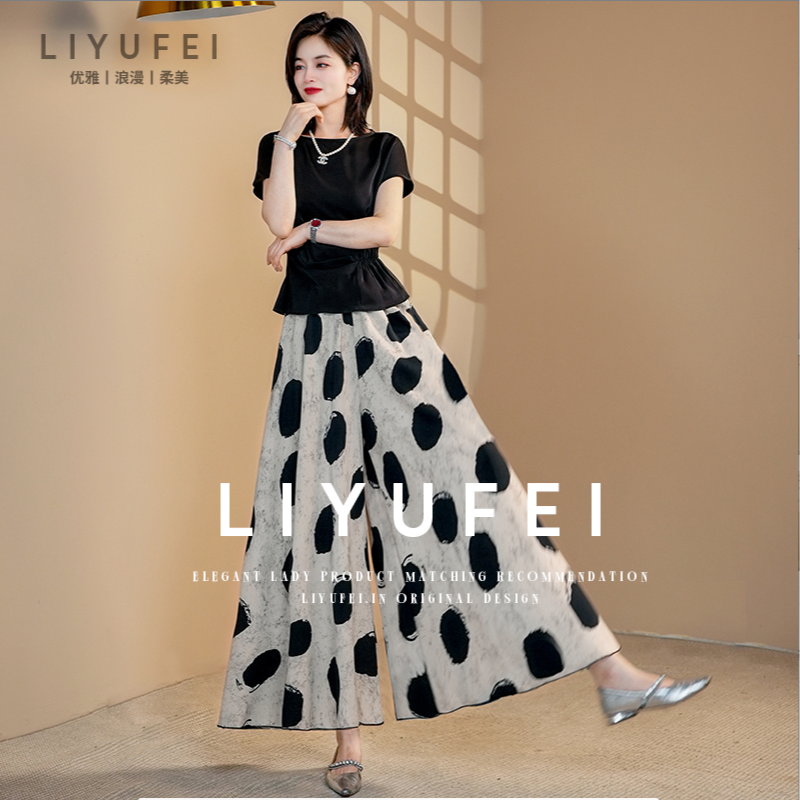 波点裙裤2025年新款半身裙宽松显瘦洋气大摆裤裙