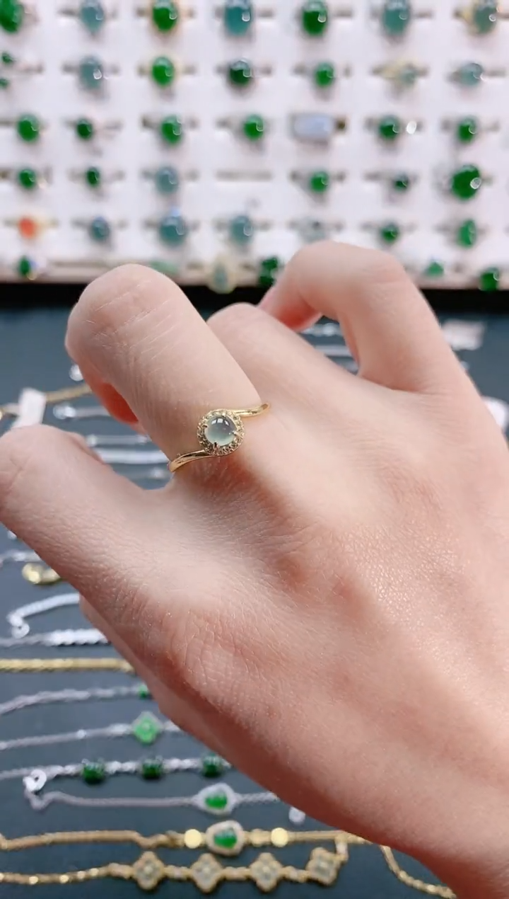 【闪购商品】翡翠戒指银S925镶嵌天然翡翠