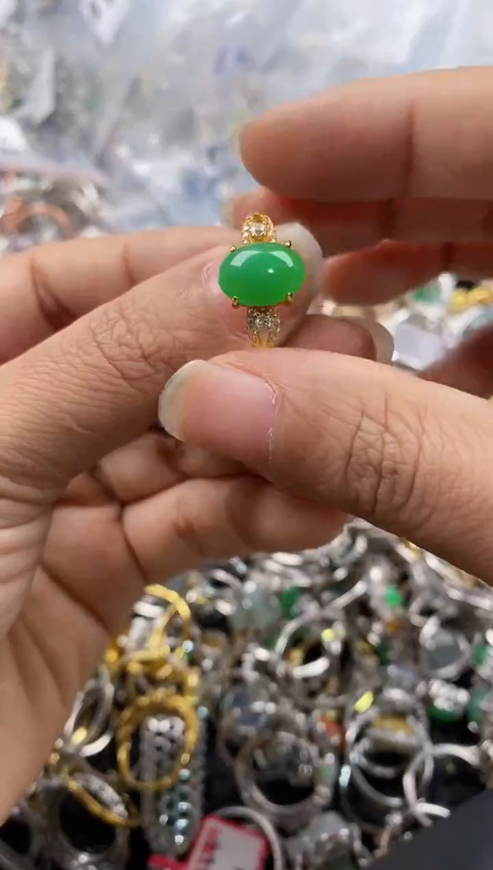 银S925镶嵌戒指翡翠777---6