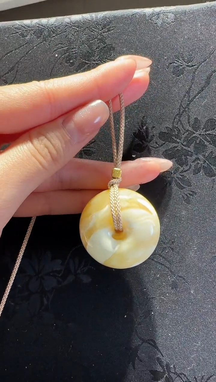 未镶嵌项链琥珀蜜蜡平安扣项链编绳款
