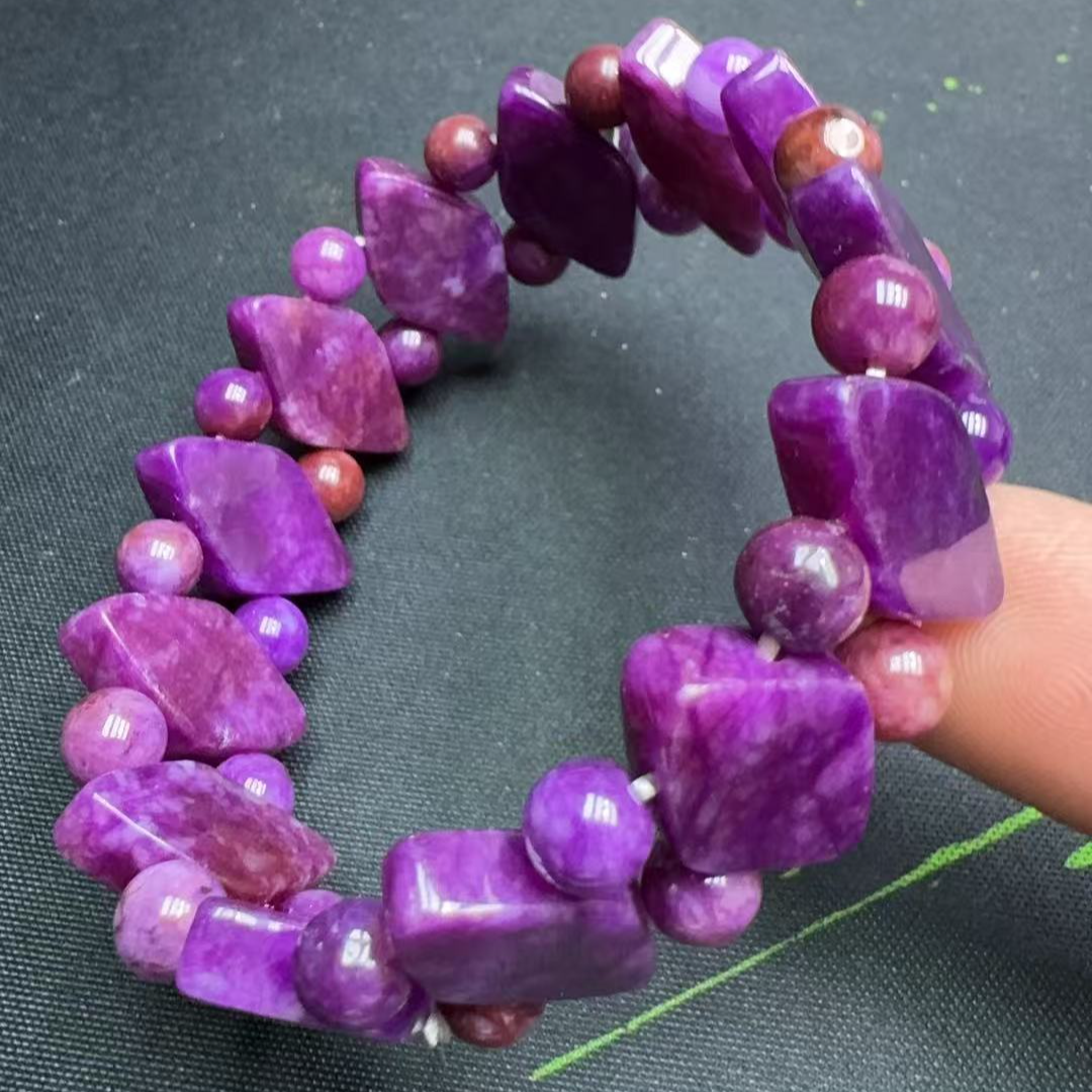 非金属珐琅手链 珐琅工艺-南非料-丝绒紫三角形手牌经典款手串链