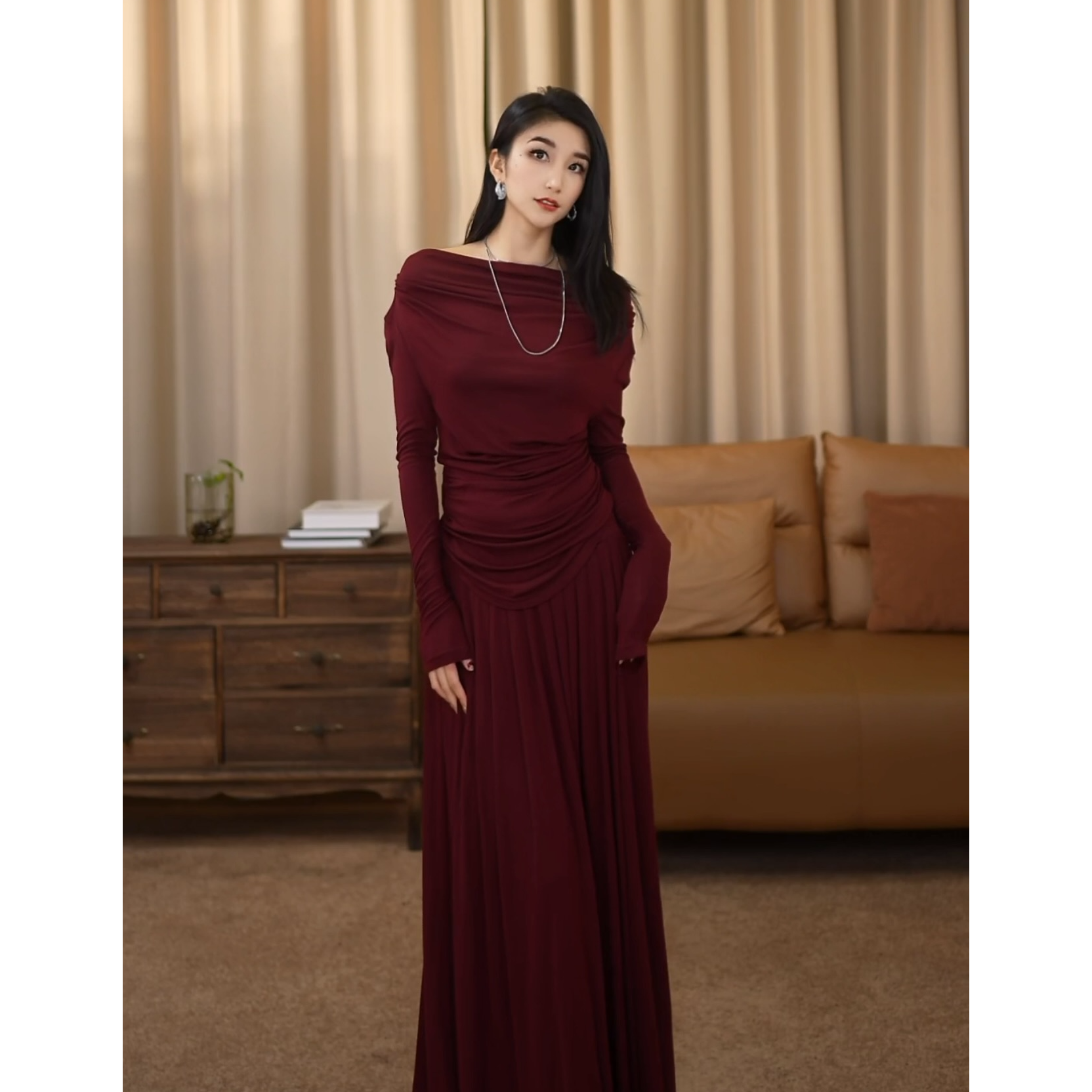 【金穗】春季新款浪漫契约优雅修身显瘦法式红色套装-SW0219