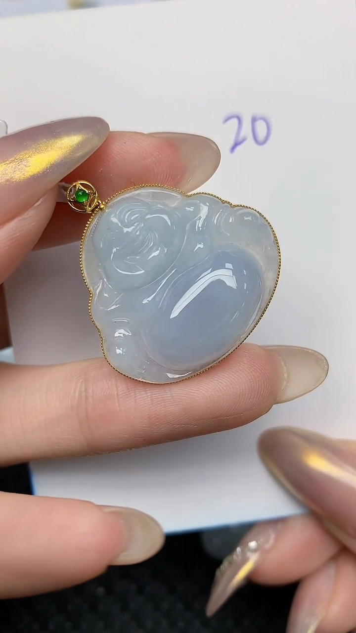 【闪购商品】翡翠颈饰18K金镶嵌天然翡翠A货