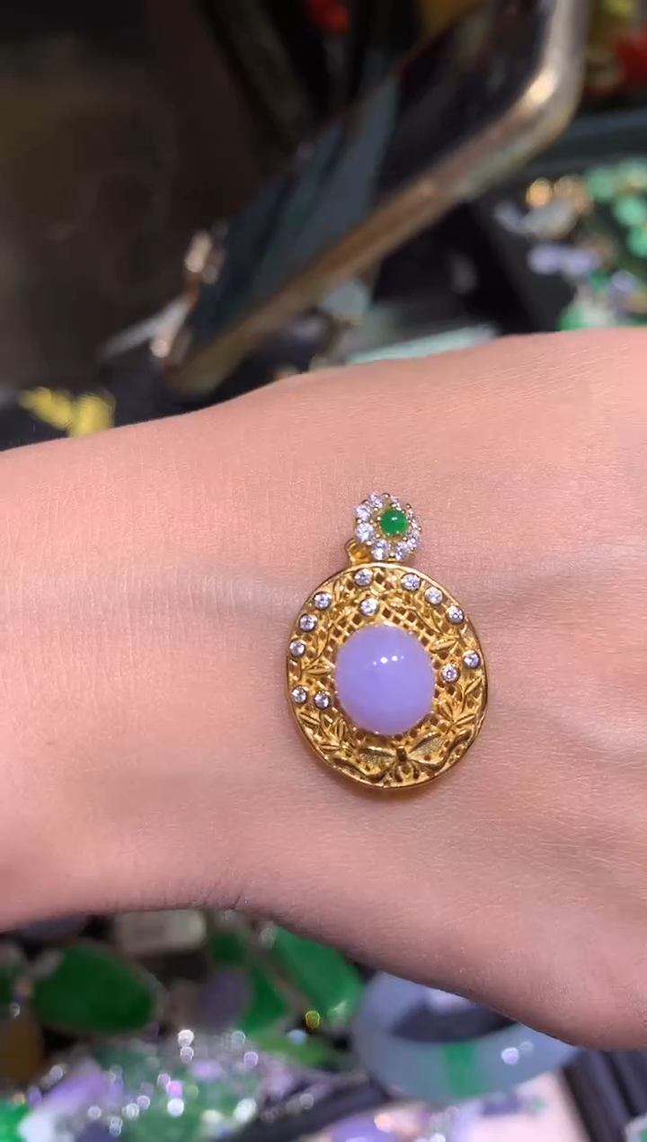 【闪购商品】翡翠吊坠(不含链)银S925镶嵌蛋面