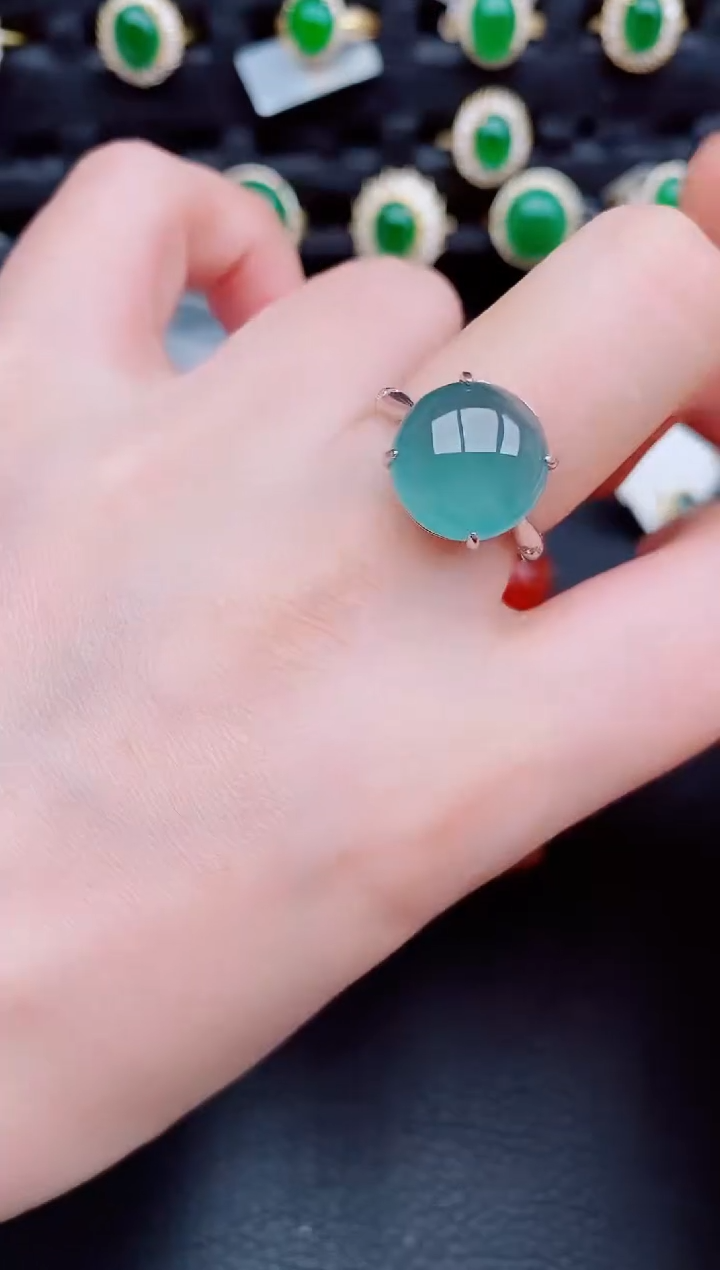 【闪购商品】翡翠戒指银S925镶嵌天然a货翡翠523