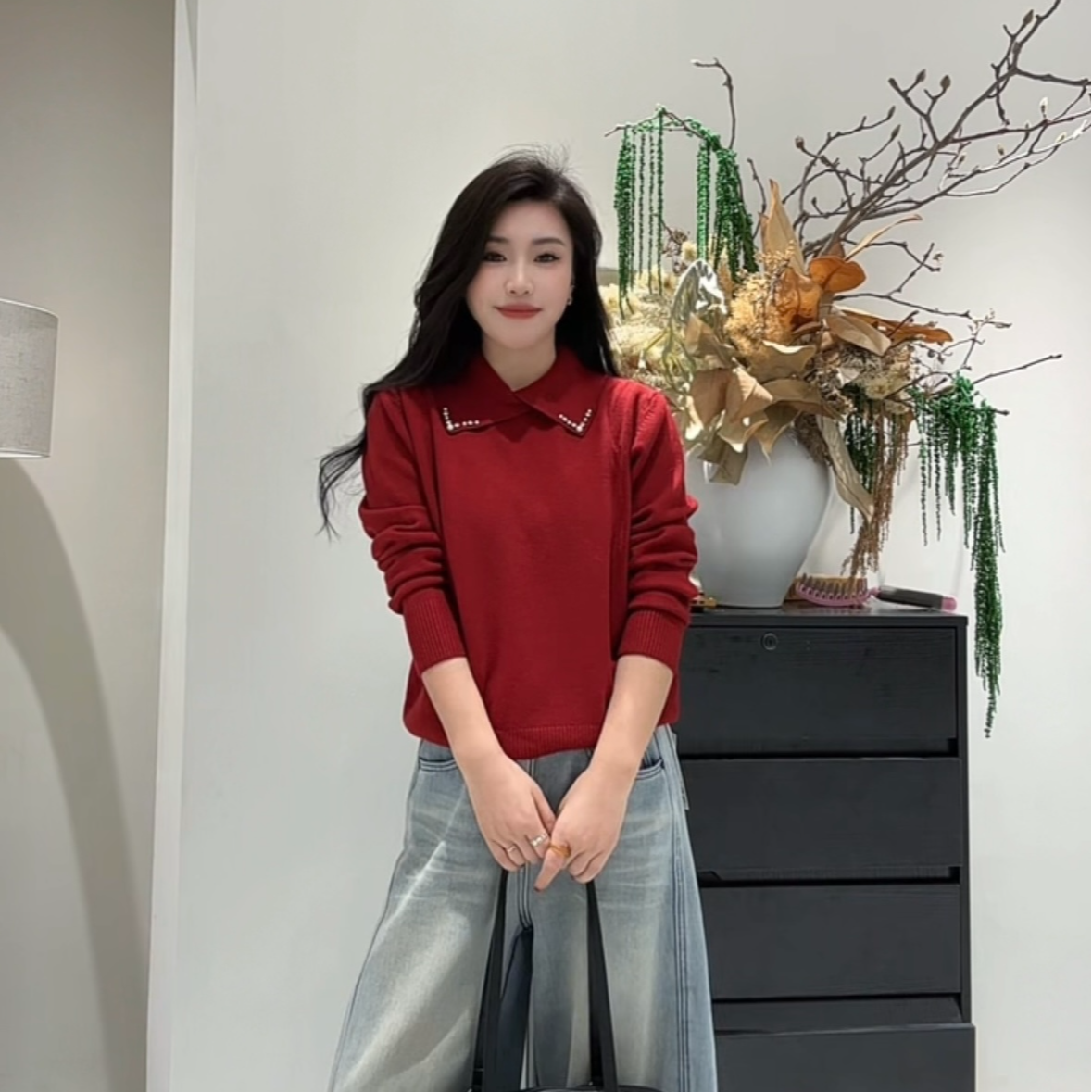 152安迪绒保暖女士镂空时尚洋气百搭显瘦保暖针织毛衣