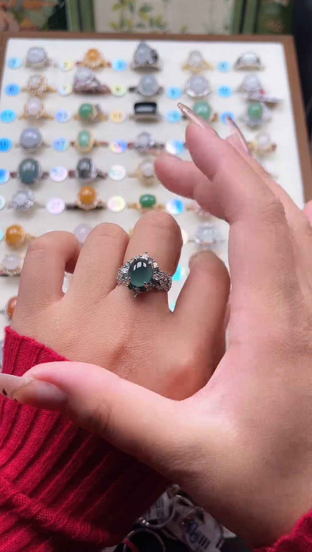 【闪购商品】翡翠戒指银S925镶嵌天然A货翡翠戒指