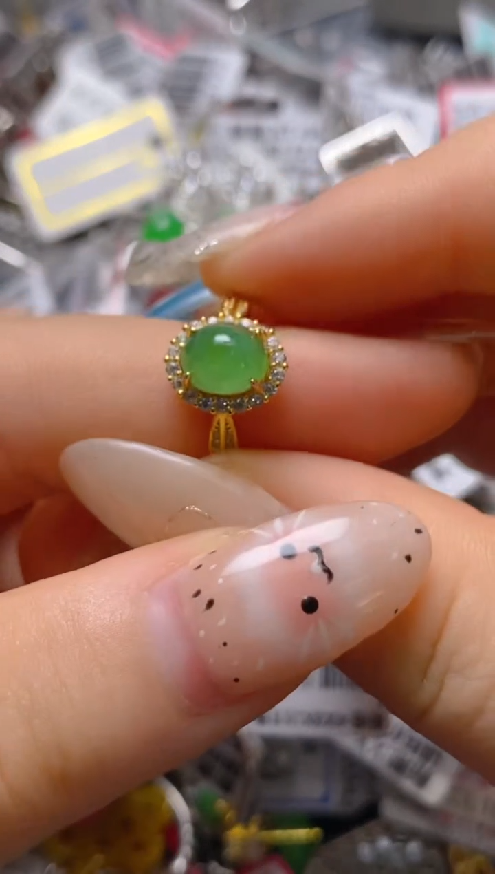 银S925镶嵌戒指翡翠百内无证书