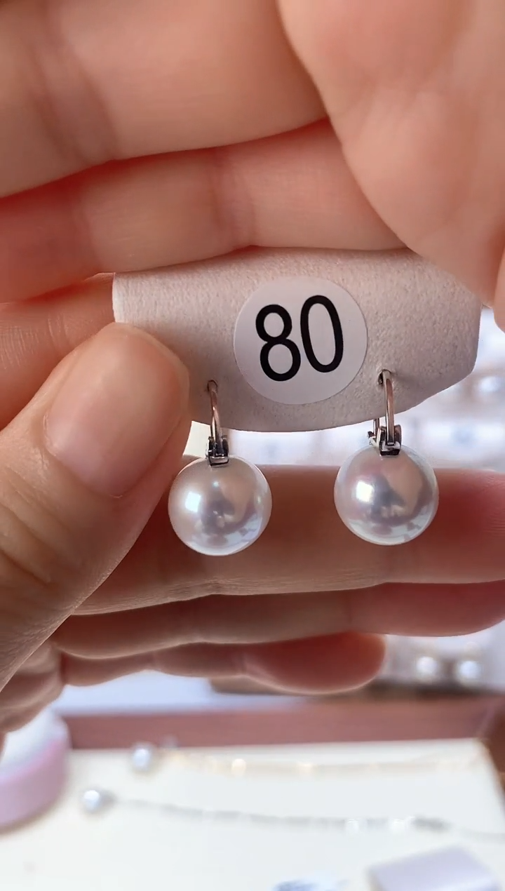 银S925镶嵌淡水珍珠耳饰茶壶耳扣