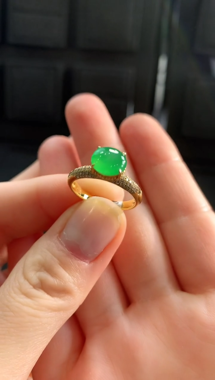【闪购商品】翡翠戒指18K金镶嵌戒指