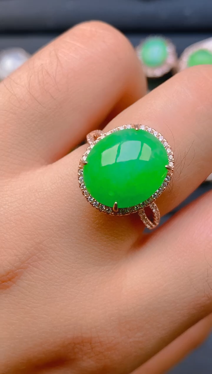 【闪购商品】翡翠戒指银S925镶嵌天然A货翡翠1