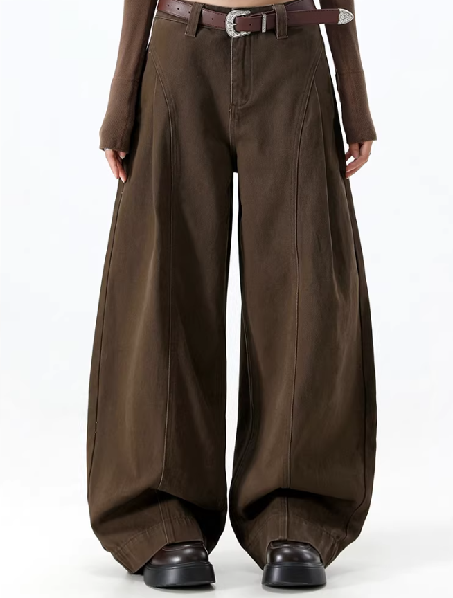 1111-1120冬季高腰显瘦雪尼尔阔腿裤秋冬加绒麦穗纹针织休闲裤春