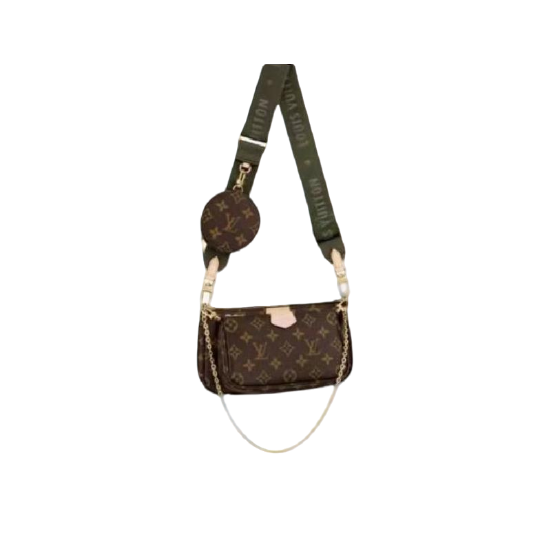 99新 LouisVuitton/路易威登  老花五合一麻将包  粉色/绿色肩带