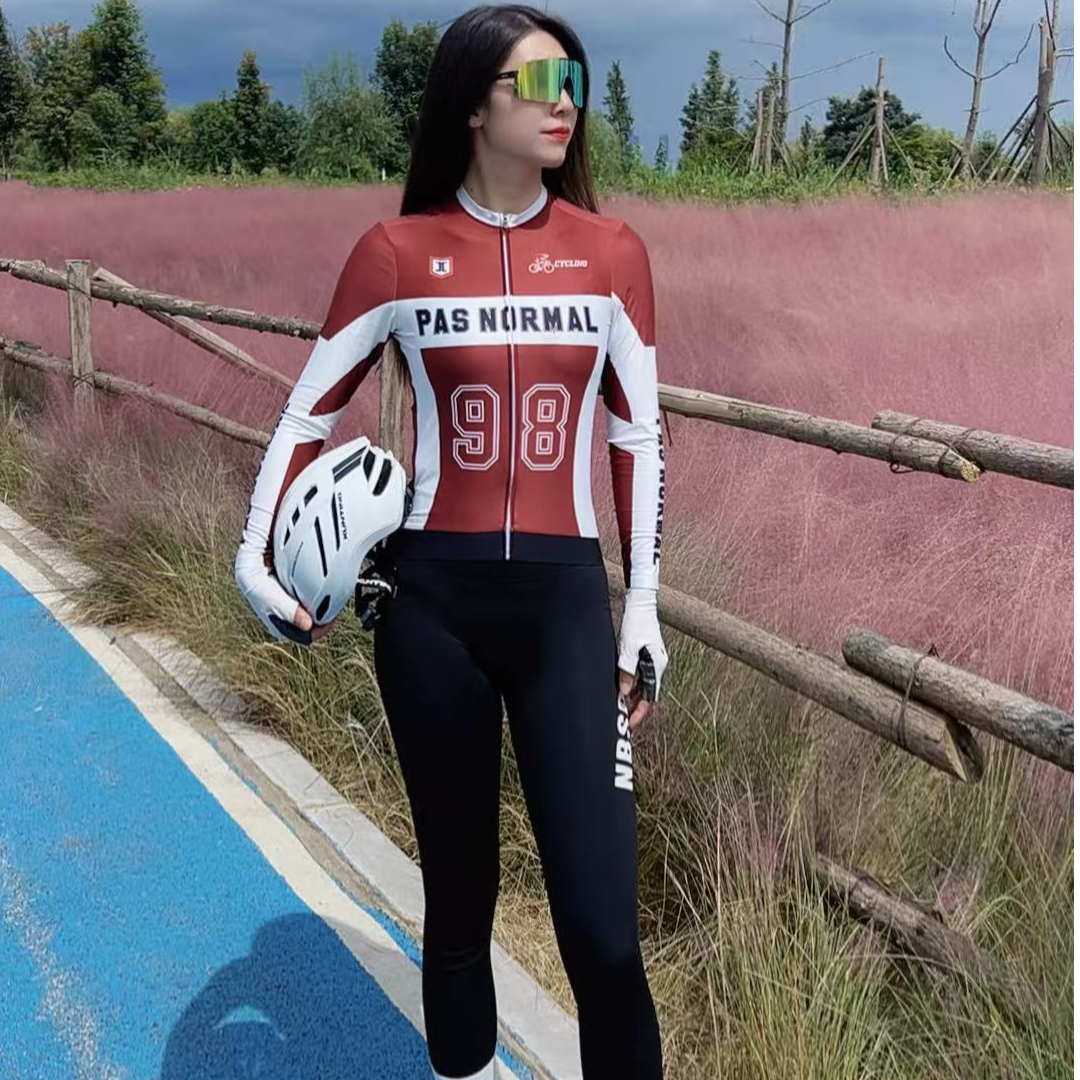 2025男女通用长袖机车风公路自行车骑行服速干透气修身舒适清仓