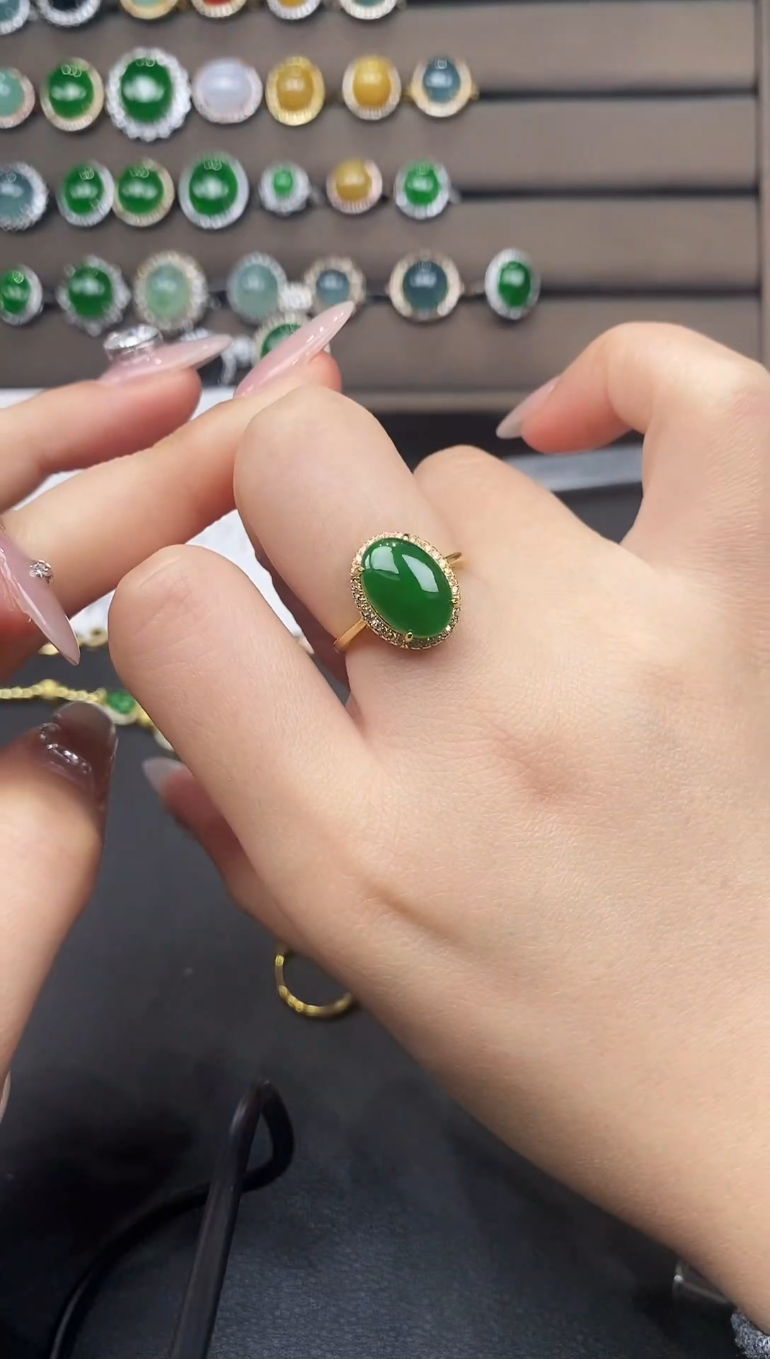 银S925镶嵌戒指翡翠111