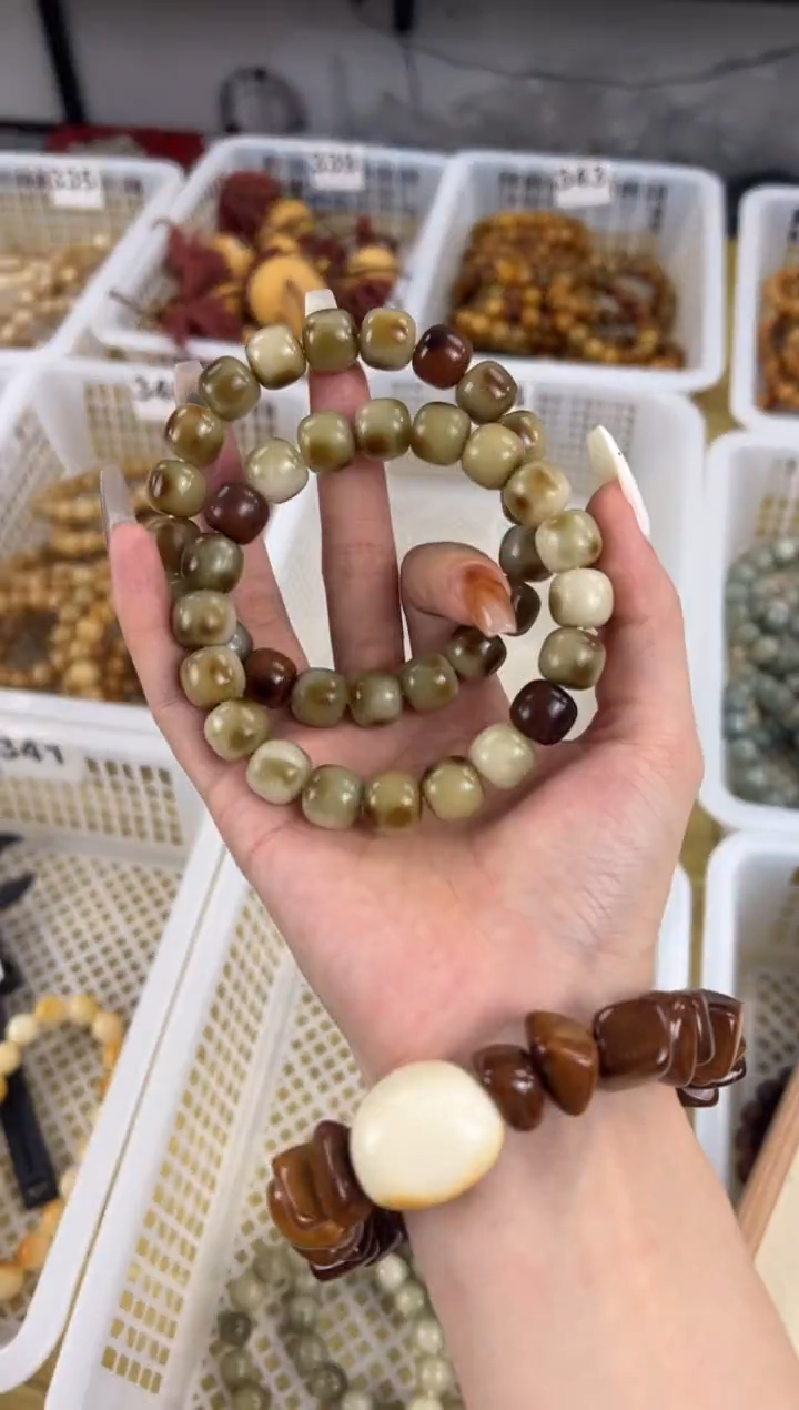 手串菩提根/象牙果卡12乌龙对顶飘花文玩手串344