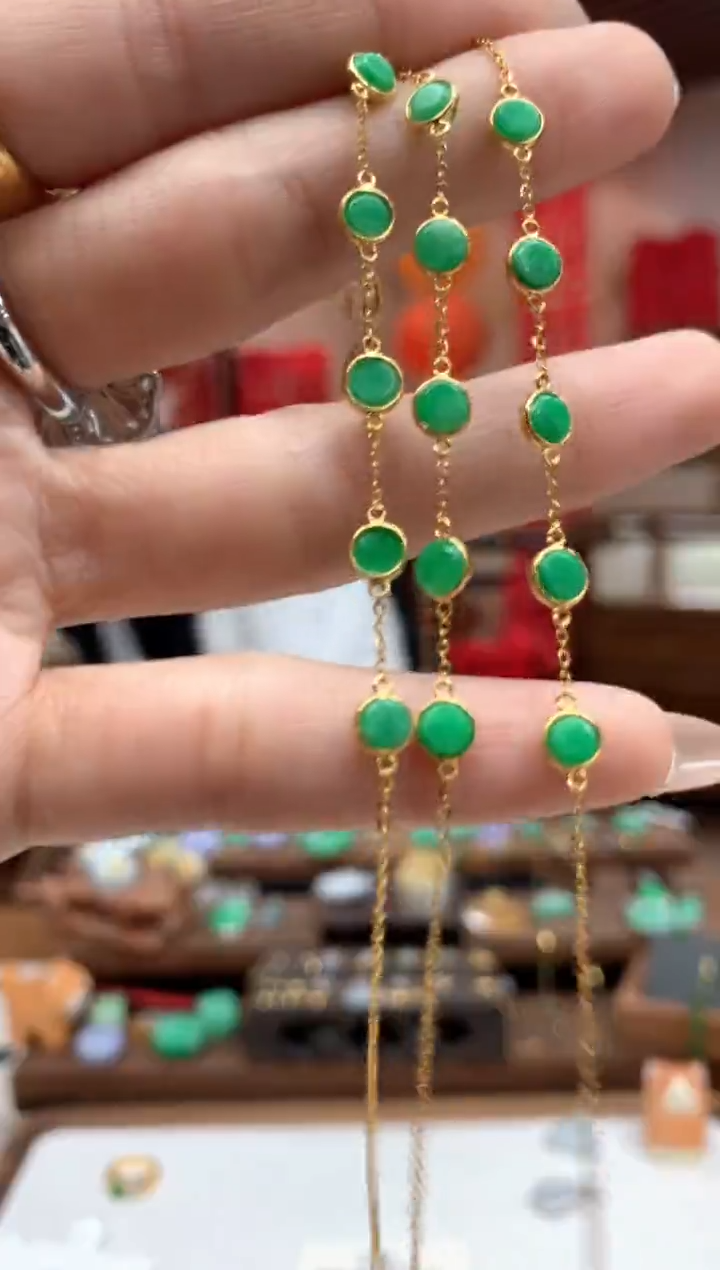 【闪购商品】翡翠手链18K金镶嵌手链