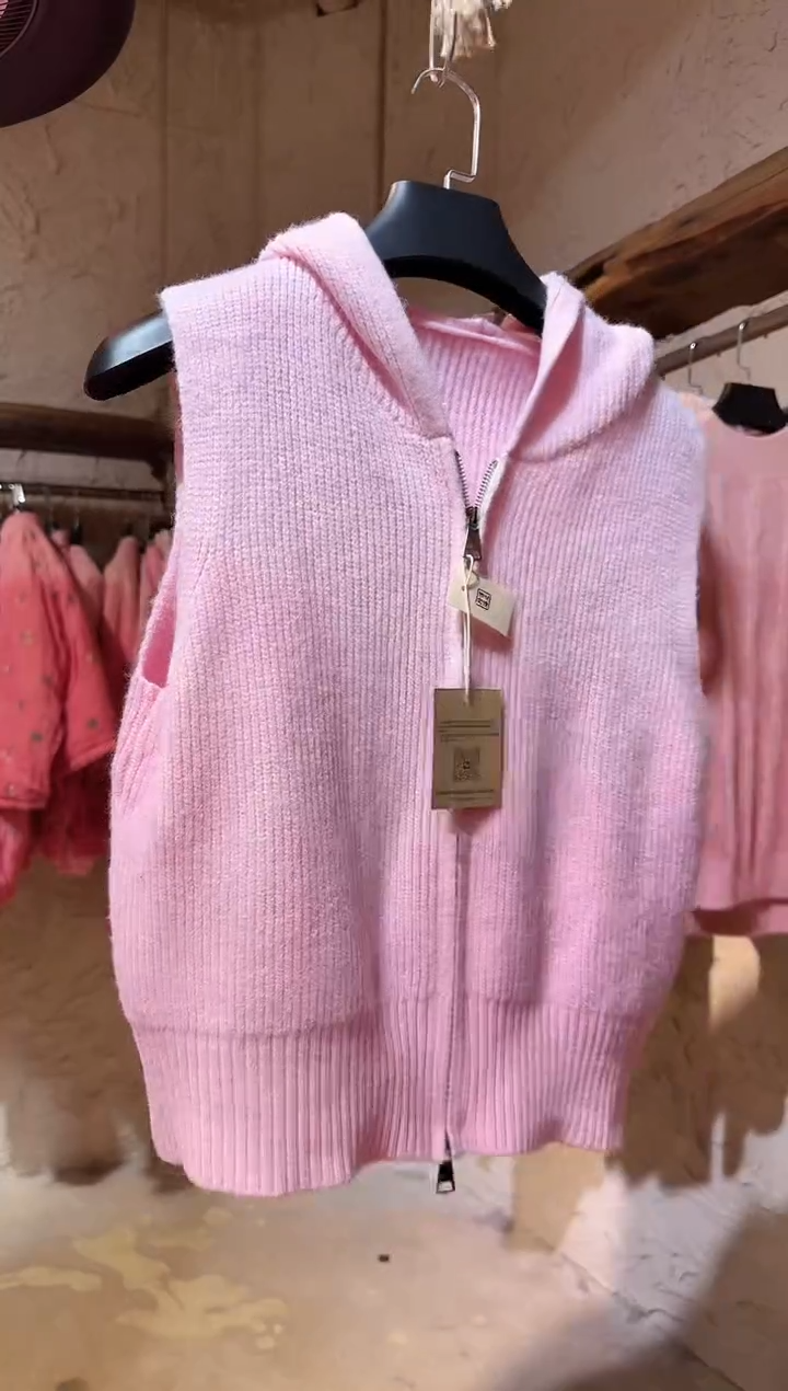 粉染植物染拉链马甲无袖