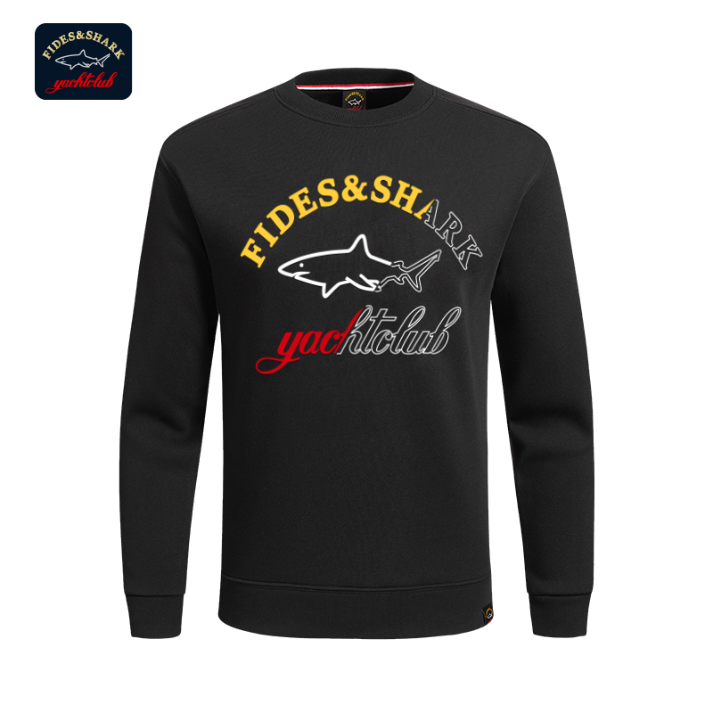 FIDES&SHARK/梵蒂斯鲨鱼加绒冬季圆领印花卫衣休闲加绒印花卫衣