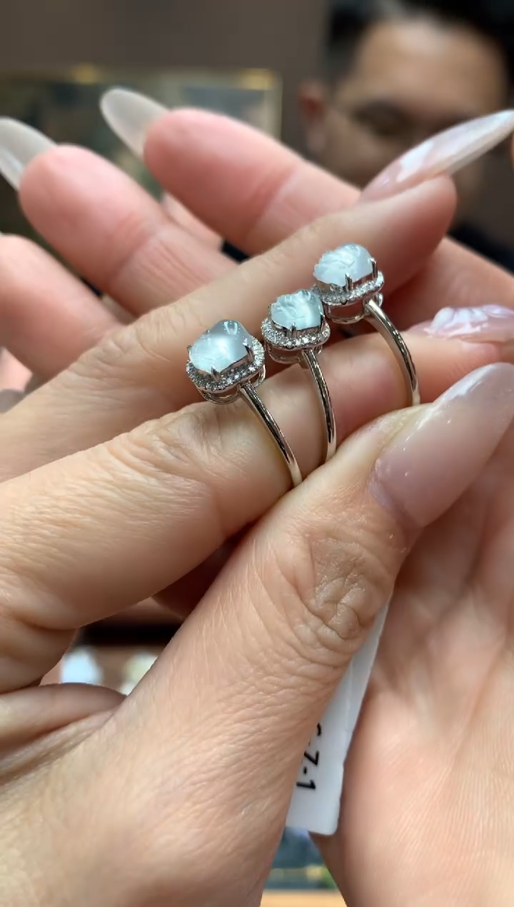 【闪购商品】翡翠戒指18K金镶嵌戒指#14圈  多样性发（1件）