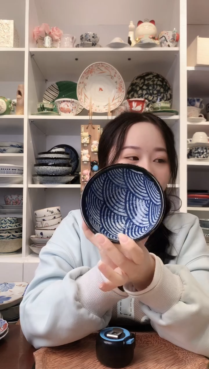 陶瓷【微瑕】青海波饭碗12cm