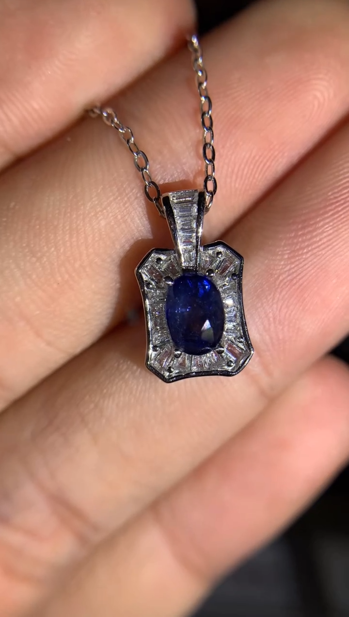 【闪购商品】蓝宝石吊坠银S925镶嵌天然