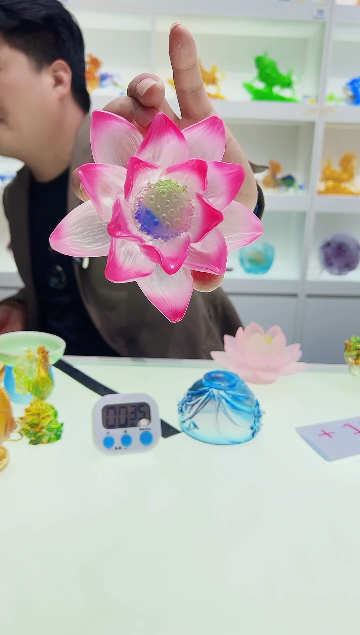 【闪购商品】泥塑古法琉璃莲花大号摆件