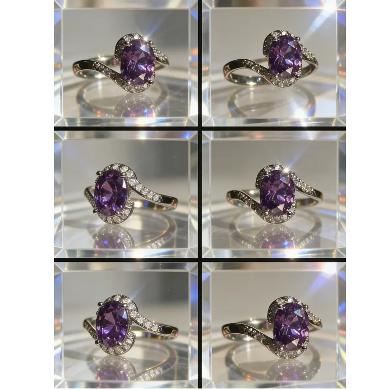 925银锆石戒指 银镀指环素款气质