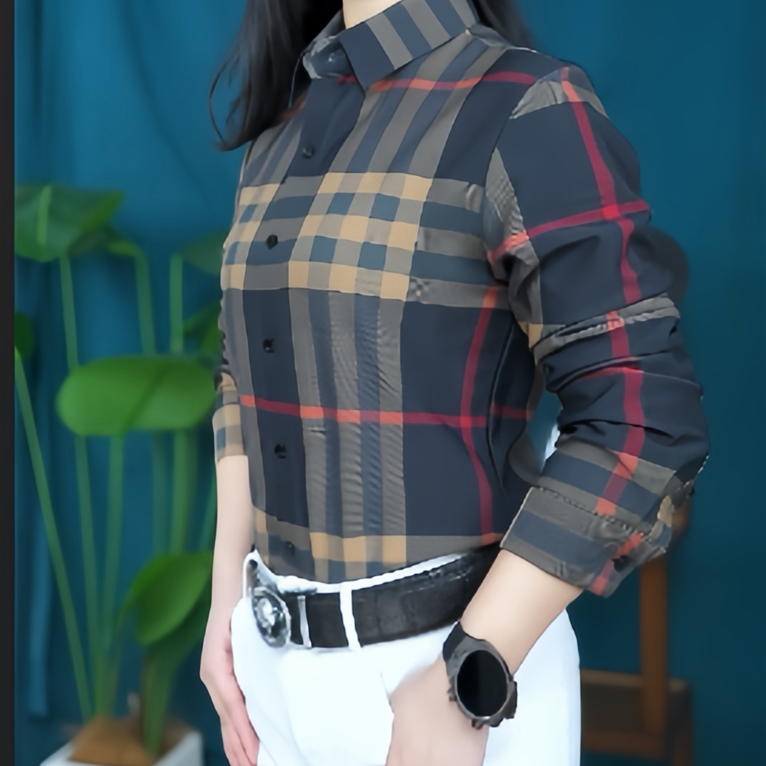 2025男士格子冬季加绒长袖修身男士格子印花衬衫百搭经典衬衣