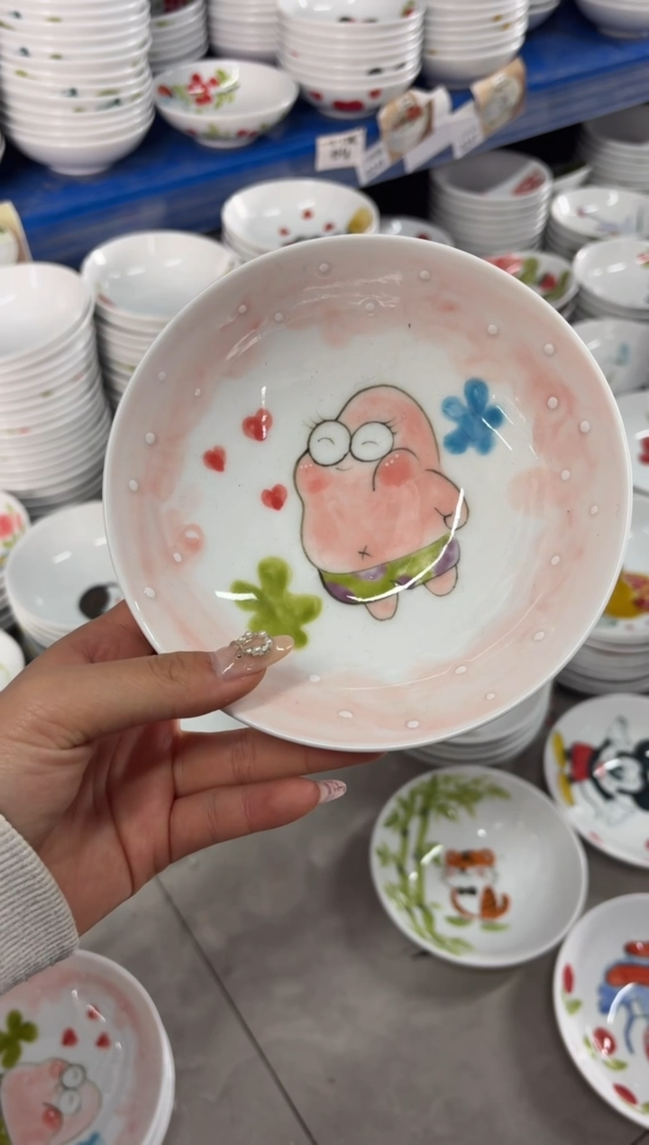 瓷片景德镇高温陶瓷食品级手绘釉中彩-小胖碗
