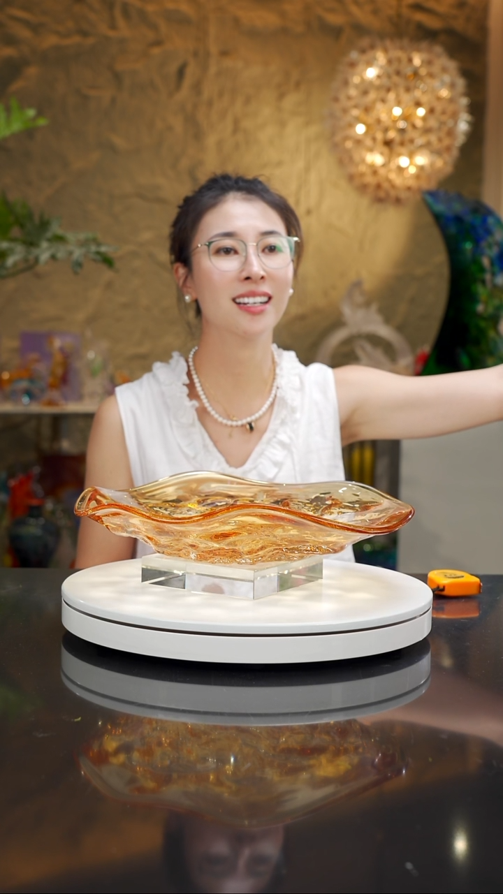 瓷片永****满琥珀色火山纹果盘