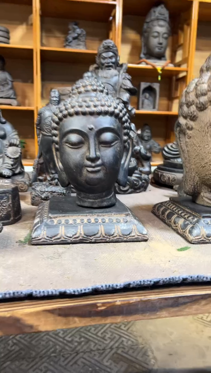 陶土【火山泥】小佛首+莲花底座